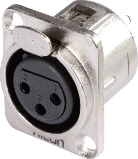 Hicon Hi-X3df Xlr-Kontakt Flange Tilkobling Poler: 3 Sølv Sort 1 Stk.
