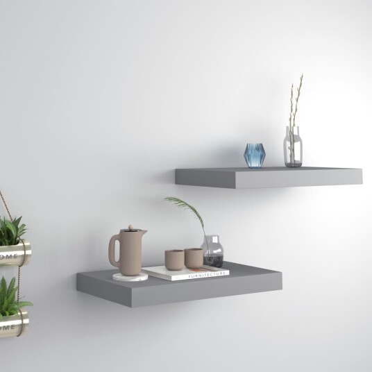 vidaXL Flytende vegghyller 2 stk gr? 40x23x3,8 cm MDF vidaXL Flytende vegghyller 2 stk gr? 40x23x3,8 cm MDF