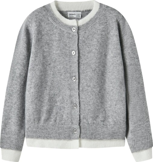 Name It Cardigan NkfNikita Strikk Grey Melange Name It 11 12 år (146 152) Cardigan Grå Hvit
