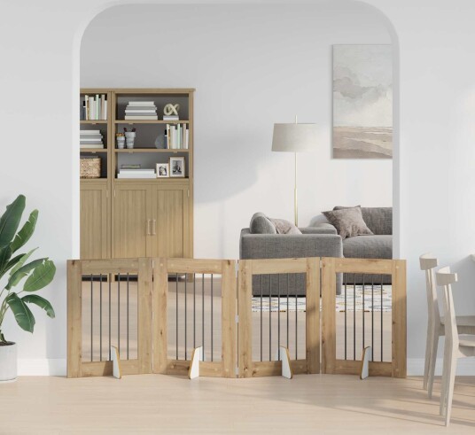 Vidaxl Foldbar Hundegitter Med Stativer 4 Stk. Artisan Eik 241 cm