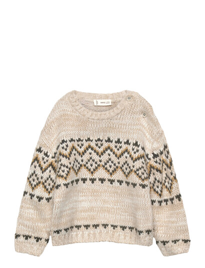 Mango Jacquard Knitted Sweater - Beige - 3-4
