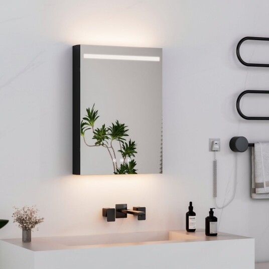 TREND NOVA SPEILSKAP M/LED 50 CM SORT ALU TREND NOVA SPEILSKAP M/LED 50 CM SORT ALU