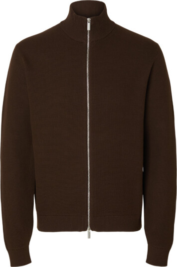 Selected Homme slhdane strikket cardigan med glidelås brun Selected Homme slhdane strikket cardigan med glidelås brun