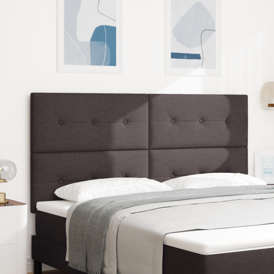 LED Sengegavl Mørk Brun 90 cm Stoff