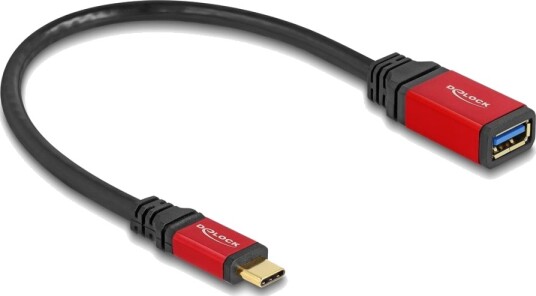 Delock   Usb Adapter   24 Pin Usb C Hann Til Usb Type A Hunn   15 Cm   Up To 10 Gbps Data Transfer Rate Gullbelagte Kontakter   Sort / Rød