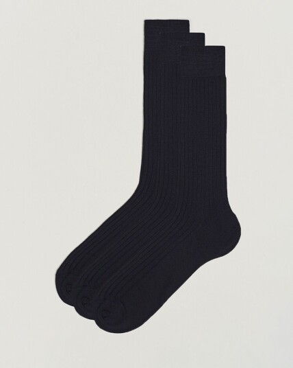 Bresciani 3 pack Wool/Nylon Ribbed Short Socks Navy Bresciani 3 pack Wool/Nylon Ribbed Short Socks Navy