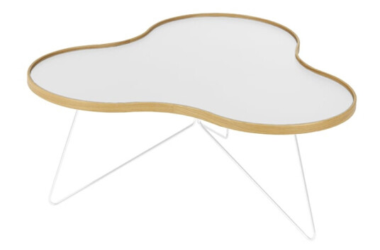 Swedese Flower bord 84 x 90 cm hvit, 39 cm, eikekant, hvitt stativ