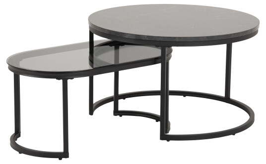 Spiro sofabord sett med 2 stk., marmor print. Spiro sofabord sett med 2 stk., marmor print.
