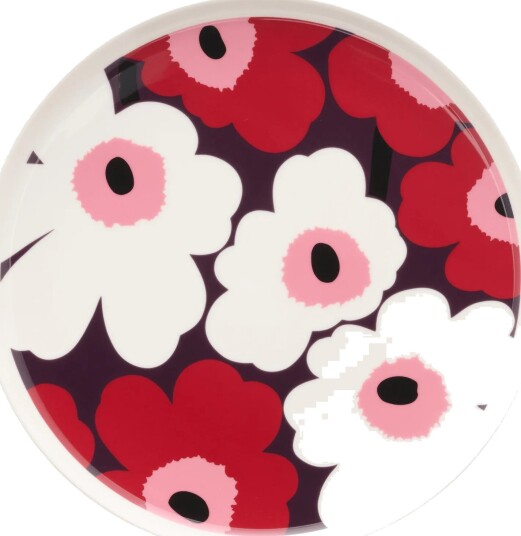 Marimekko Unikko tallerken Ø 25 White-plum-cranberry-pink