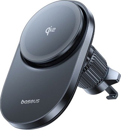 Baseus Magnetisk Mobilholder Med Induksjonslader Til Smarttelefon For Ventilasjonsrist Qi2, Sort