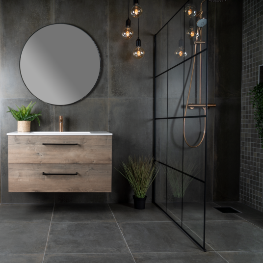 CELESTE NERO DUSJVEGG 120X190 CM - VENSTRE M/ SIKKERHETSFOLIE, SORT