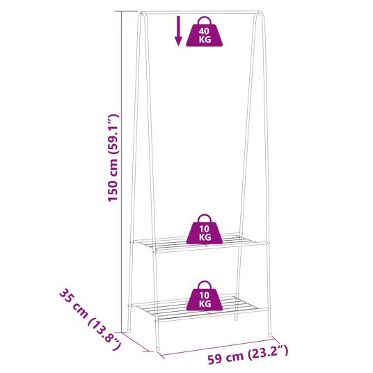 vidaXL Klesstativ 59x35x150 cm svart