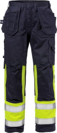 Fristads Hantverkarbyxa Flamskyddad 2586 Flam, Klass 1 Varsel Gul/marinblå D116