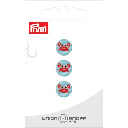 Prym plastknapp blå krabbe 12 mm 3 stk