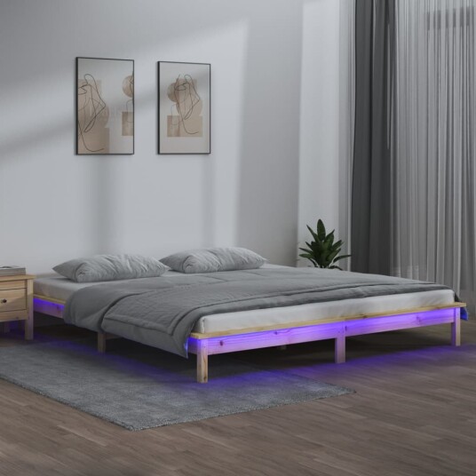 vidaXL Sengeramme med LED 140x200 cm heltre vidaXL Sengeramme med LED 140x200 cm heltre