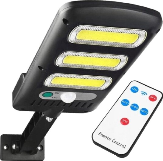 Ltc Solcelle Vegglampe 3 X Led Cob 24 W 1800 Lm Bevegelses  Og Skumringssensor Batteri 1800 Mah Fjernkontroll