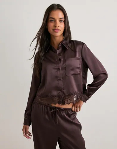 Only Brun Onlindona L/S Satin Lace Shirt Wvn