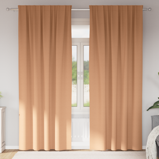 Gardiner med gardiner 2 pcs Lysebrun Polyester