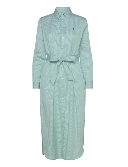 Polo Ralph Lauren Belted Striped Cotton Shirtdress Green 32 Polo Ralph Lauren Belted Striped Cotton Shirtdress Green 32