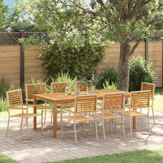  Hage Spisegruppe 9 pcs Beige Solid akasietre