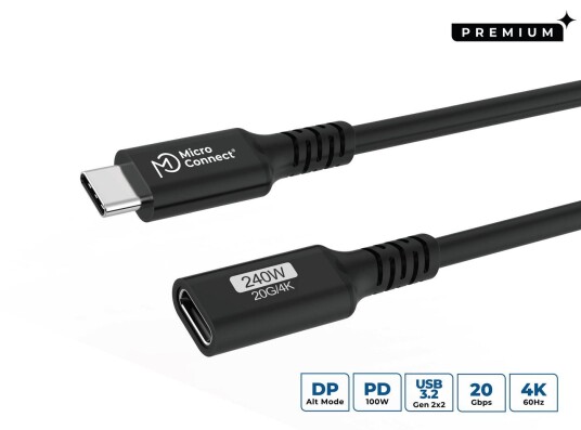 MicroConnect Kabel Forlenger USB-C Premium 0,15m