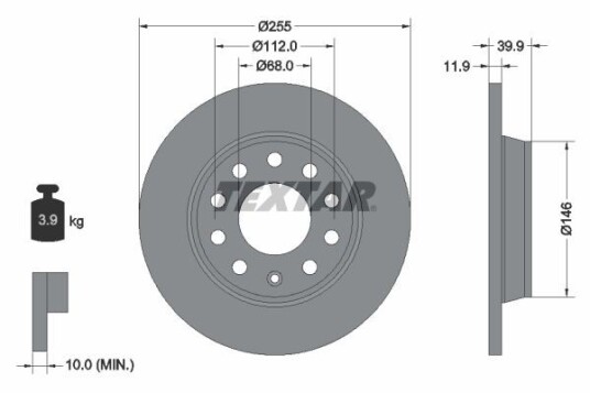 Bremseskive TEXTAR 92106303 Bremseskive TEXTAR 92106303