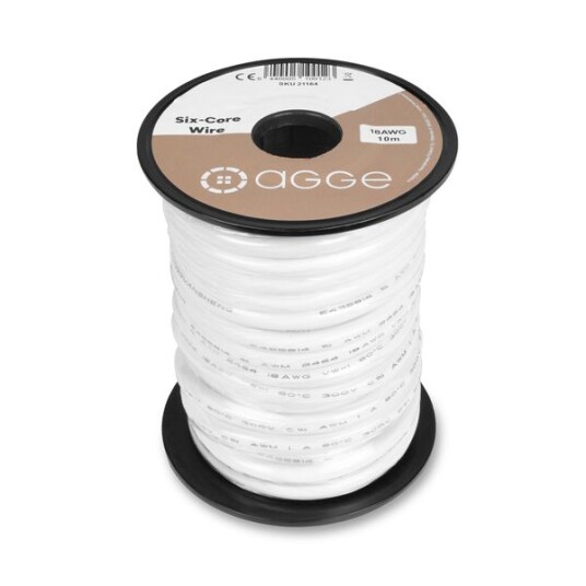 Strømkabel for LED striper AGGE Six Core 18AWG/0,82 mm² 10 m Strømkabel for LED striper AGGE Six Core 18AWG/0,82 mm² 10 m