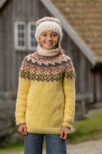 Viking Garn 2027 1E Nova Genser Og Lue Lys Gul