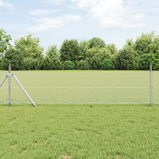 vidaXL Gjerde med innlegg. sølv 0.8 x 100 m PVC-belagt stål