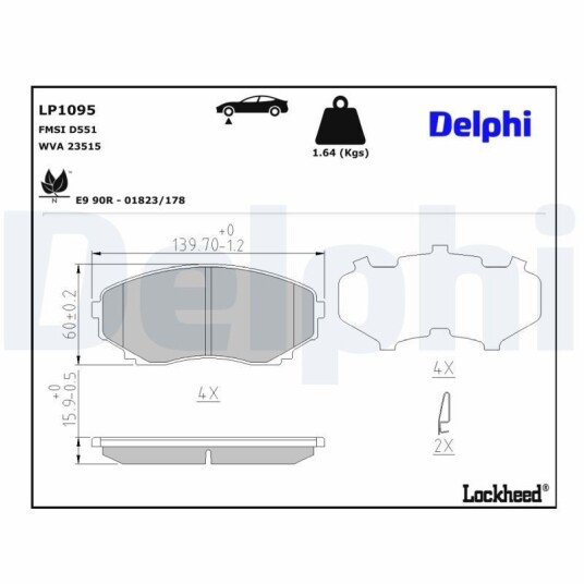 Bremseklosser DELPHI LP1095 Bremseklosser DELPHI LP1095