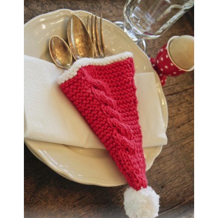 Dinner At The Kringles by DROPS Design Bestikkholder Strikkeoppskrift 16x22 cm 2 stk