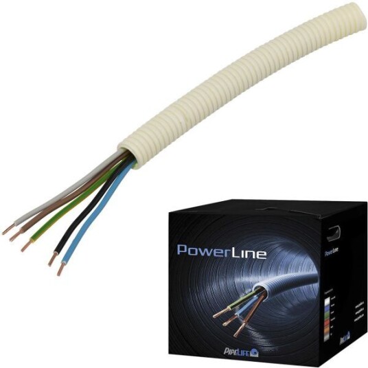Pipelife FK PowerLine Kabel forhåndslagt, PVC- og halogenfri 5G 1,5 mm², 16 mm x 100 m