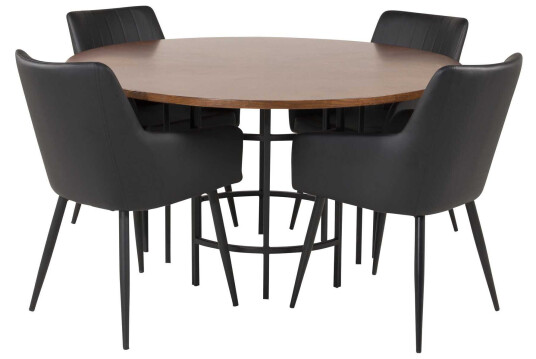 Venture Design Copenhagen & Comfort spisegruppe Brun/svart 4 st stoler & bord 140 cm