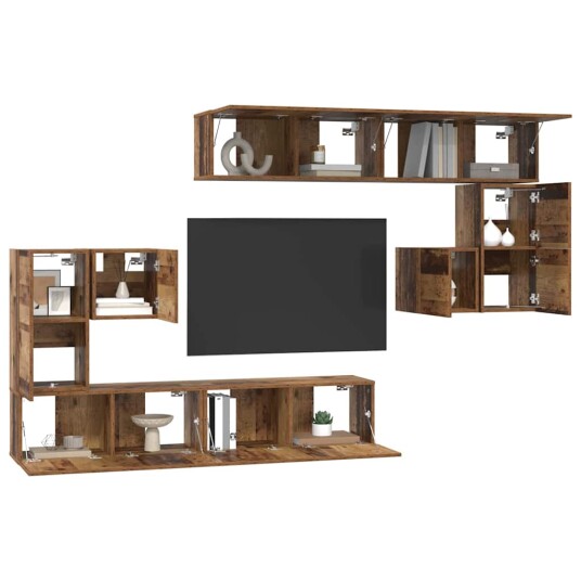 TV benksett 8 pcs Gammelt tre Medium 30.5 x 30 x 30 cm TV benksett 8 pcs Gammelt tre Medium 30.5 x 30 x 30 cm