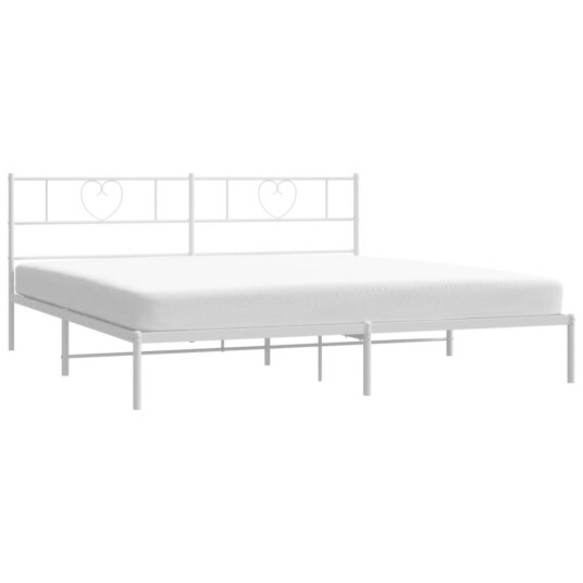  Sengeramme i metall med sengegavl hvit 200x200 cm