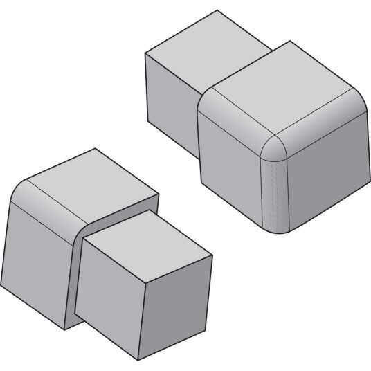 GENESIS UTVENDIGE HJØRNESTYKKER 8 MM 4PK. BLANK ALU FIRKANT