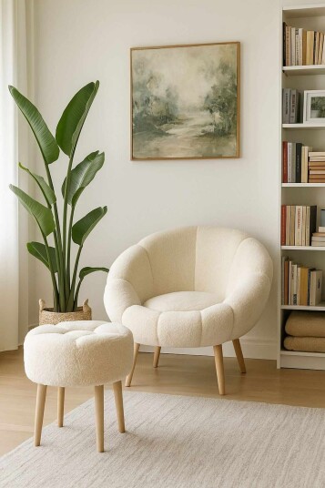 Wing Chair & Pouffe Set (2 Pieces) Atelier Del Sofa -
