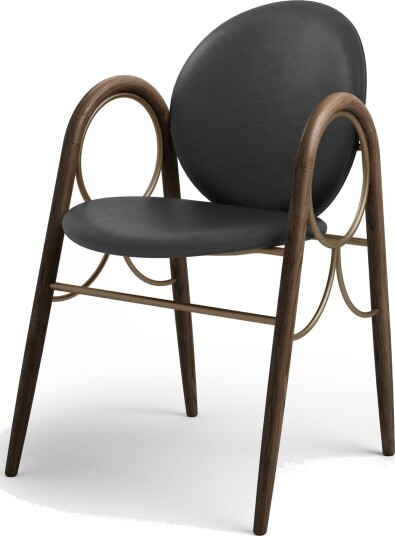 Brdr. Krüger Brødre. Krüger Arkade Spisestolramme i Messing og Metall Eik med Trekk i Sort Skinn Brdr. Krüger Brødre. Krüger Arkade Spisestolramme i Messing og Metall Eik med Trekk i Sort Skinn