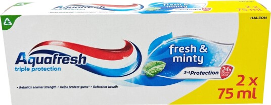 Aquafresh Fresh & Minty tannkrem 2 x 75 ml Friskhet og beskyttelse hver dag