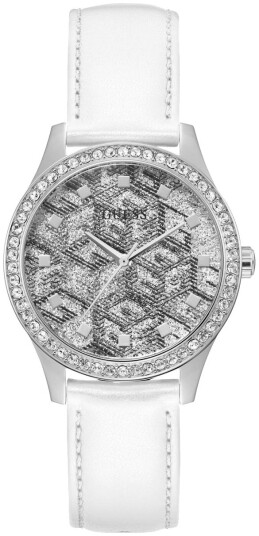 Guess Dameklokke GW0608L1 G Gloss Sølvfarget/Lær Ø36 mm