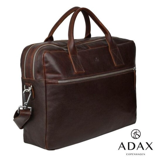 Adax Prato Axel Skinn Pc veske med 2 rom 15,6" Mørkebrun