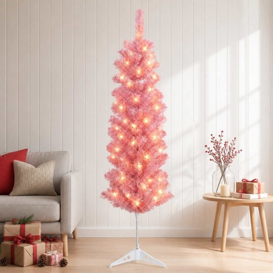 vidaXL Kunstig Slankt Jule Tre 150 cm 150 LED-lys Varmhvit