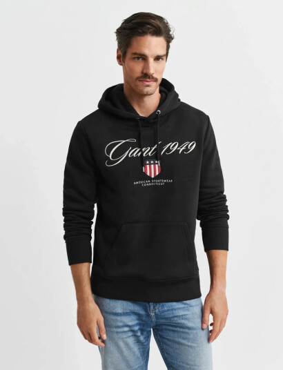 GANT Graphic Hoodie - Black - S GANT Graphic Hoodie - Black - S