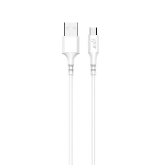 GEAR Ladekabel Microusb Til Usb a 1m Hvit Rund Kabel