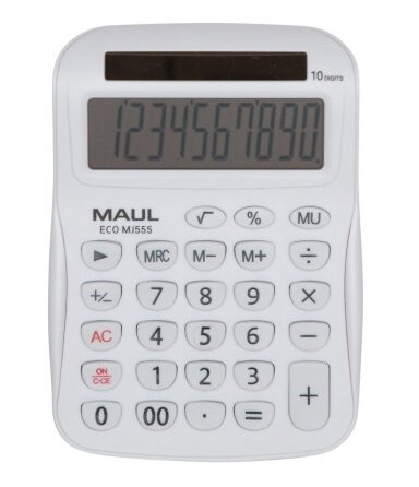 Maul Eco Mj555, Desktop, Basis, 10 Cifre, 1 Linier, Solar, Hvid Maul Eco Mj555, Desktop, Basis, 10 Cifre, 1 Linier, Solar, Hvid