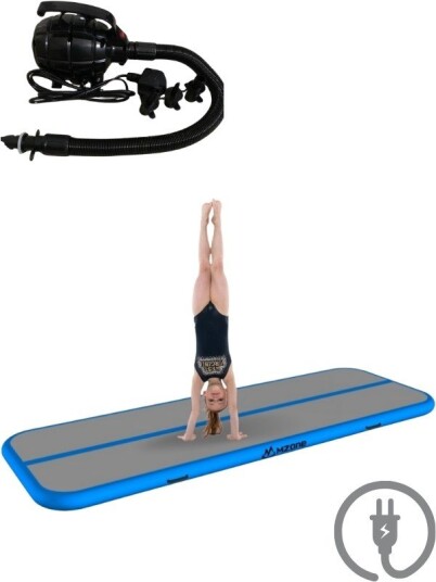 Mzone AirTrack 3 meter med elektrisk pumpe oppblåsbar treningsmatte med sprett blå Mzone AirTrack 3 meter med elektrisk pumpe oppblåsbar treningsmatte med sprett blå