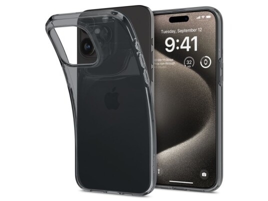 Spigen Crystal Flex Mobildeksel til iPhone 15 Pro Max - Sort/Grå, Polyuretan
