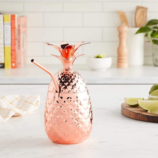 Ananas krus med sugerør  Kobber finish
