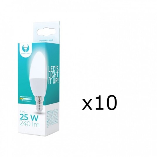 LED-lampe E14 C37 3W 230V 3000K 10-pk Varm hvit