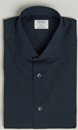 Mazzarelli Soft Cotton/Stretch Cut Away Shirt Navy Mazzarelli Soft Cotton/Stretch Cut Away Shirt Navy
